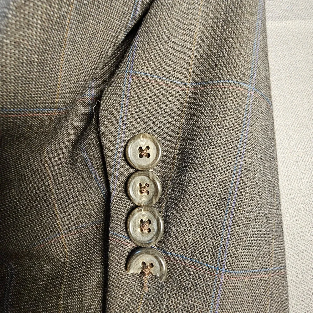 Hart‎ Schaffner Marx Mens Blazer Brown Windowpane Sport Coat 2 Button VTG